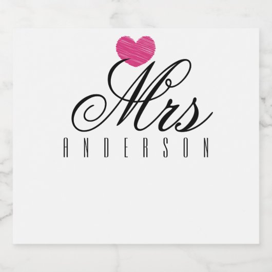 Mrs Modern Script Custom Wedding Sparkling Wijnetiket (Enkel label)
