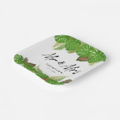 Mrs Modern Tropical Leaves Script Wedding Papieren Bordje (Gebogen)