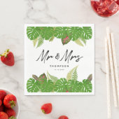 Mrs Modern Tropical Leaves Script Wedding Servet (Insitu)
