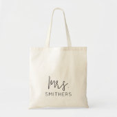Mrs Modern Zwart Script Bruiloft Pas getrouwd Mono Tote Bag (Voorkant)