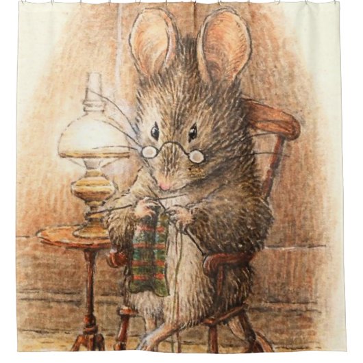 “Mrs Mouse Breiend” door Beatrix Potter Douchegordijn (Voorkant)