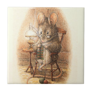 "Mrs Mouse Knitting" van Beatrix Potter Tegeltje