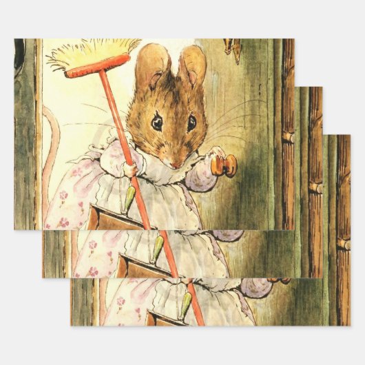 “Mrs Mouse Veegt het Poppenhuis” door Beatrix Pott Inpakpapier Vel (Set)