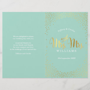 MRS & MRS BRUILOFT PROGRAMMA gouden confetti munt