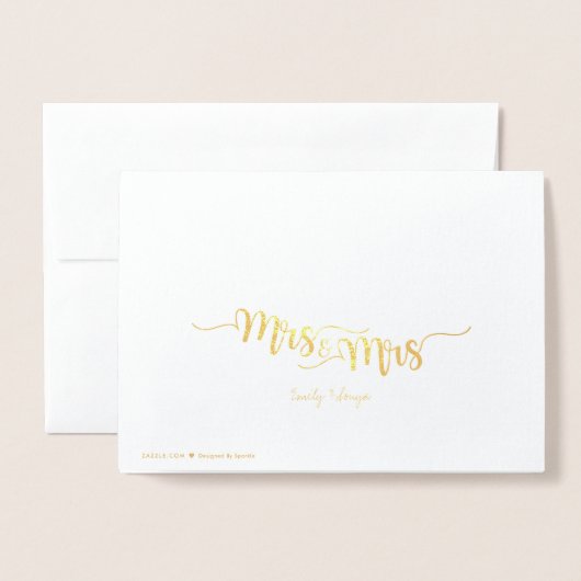 Mrs & Mrs Etched Gold Foil Wenskaart Folie Kaarten (Met envelop)