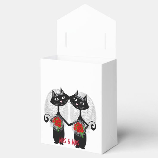 Mrs + Mrs Lesbisch Huwelijk Kat Schattige Bruiden  Bedankdoosjes (Geopend)