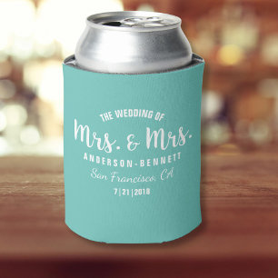 Mrs & Mrs Lesbisch Paar Bruiloft Favor Uw Kleur Blikjeskoeler