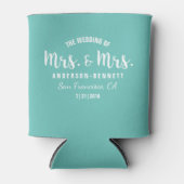 Mrs & Mrs Lesbisch Paar Bruiloft Favor Uw Kleur Blikjeskoeler (Voorkant)