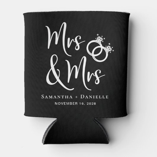 Mrs & Mrs Lesbisch Zwart Huwelijksgunst Blikjeskoeler (Voorkant)