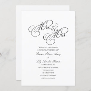 Mrs & Mrs   Lesbische bruiloft uitnodigen Kaart