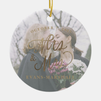 Mrs & Mrs Pas getrouwd Getrouwd Foto Keramisch Ornament