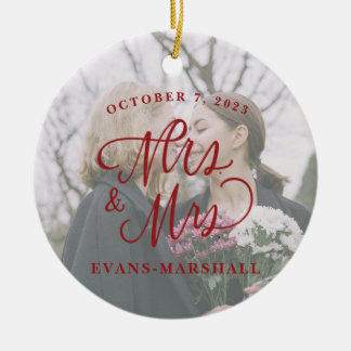 Mrs & Mrs Pas getrouwd Getrouwd Foto Keramisch Ornament
