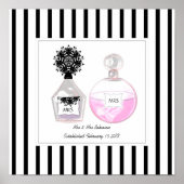 Mrs. & Mrs. Perfume Bottles Personalized Wedding Poster (Voorkant)