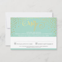 MRS & MRS RSVP ANTWOORD stijlvol goud confetti min