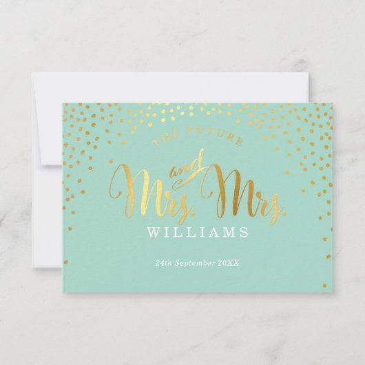 MRS & MRS RSVP RÉPONDRE confetti menthe or design (Dos)