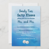 Mrs & Mrs Sandy Toes Bruiloft Nodig zand dollars u Kaart (Voorkant)