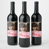Mrs & Mrs Schattige Lesbisch Foto Bruiloft Dank u Wijn Etiket (Flessen)