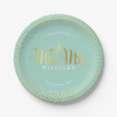 MRS & MRS STIJLVOLLE TROUWTAFEL confetti gouden mu Papieren Bordje (Voorkant)