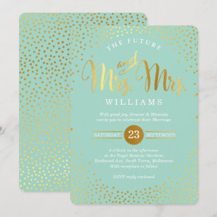 MRS & MRS STYLISH BRUILOFT goud confetti mint Kaart