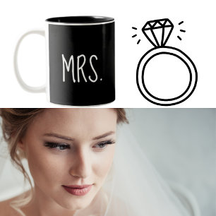 MRS. Mug de café noir pour femme mariée