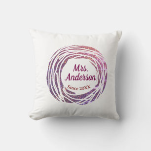 Mrs naam roze mauve rand sinds jaar huwelijks brui kussen