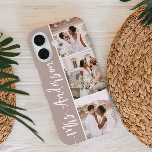 Mrs New Name Wedding Couples Foto Collage Case-Mate iPhone Case