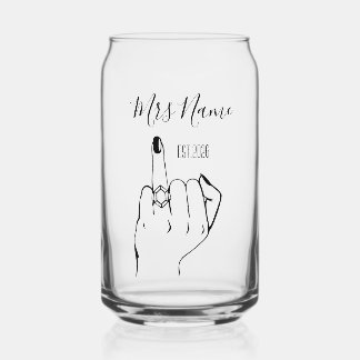 Mrs Newly Wed Personalised Engagement Ring Finger  Blikvorm Glas