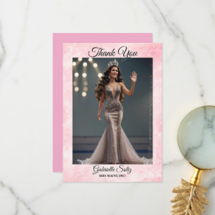 Mrs. Pageant Bedankkaart Elegant Roze Marmer