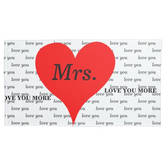 Mrs Red Hearts Love Kussensloop (Voorkant-Links)