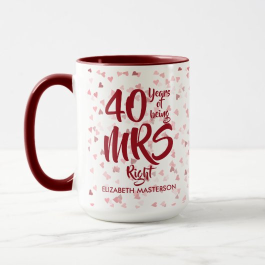 Mrs Right Fun 40th Ruby Wedding Jubileum Mok (Links)