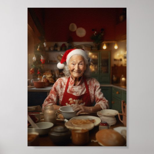 Mrs Santa Baking Cake Poster (Voorkant)