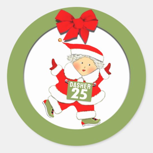 Mrs Santa Runner Racing Ronde Sticker (Voorkant)