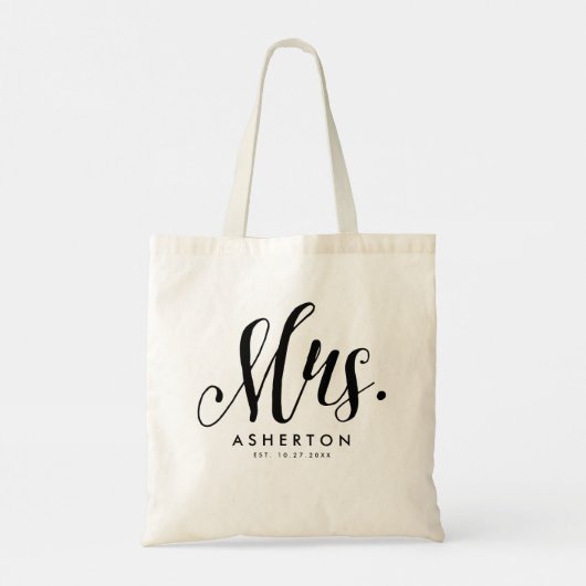 Mrs script gepersonaliseerd pasgetrouwde bruid tote bag (Achterkant)