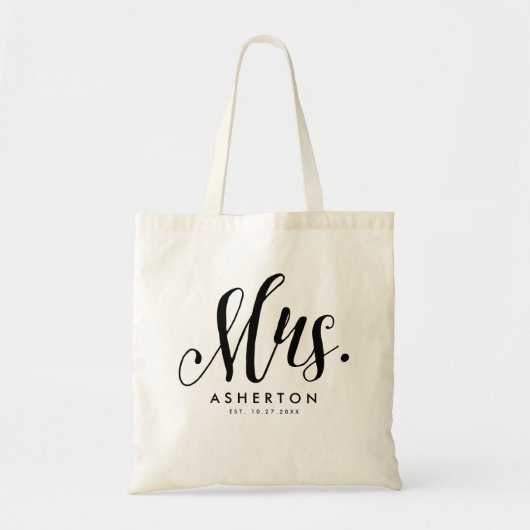 Mrs script gepersonaliseerd pasgetrouwde bruid tote bag (Voorkant)