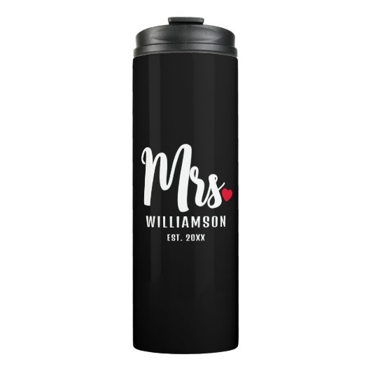 Mrs Script Monogram Gepersonaliseerde Naam Pas get Thermosbeker (Voorkant)