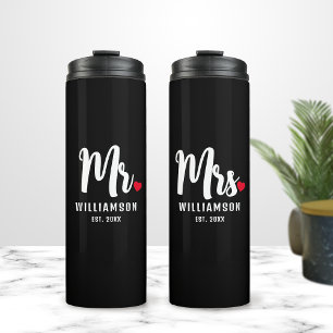 Mrs Script Monogram Gepersonaliseerde Naam Pas get Thermosbeker