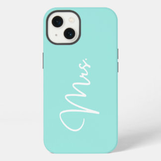 "Mrs.", Turquoise iPhone Case 13 Hoesje