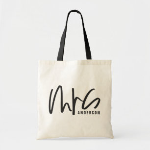Mrs typografie trouwcadeau tote bag