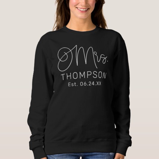 Mrs White Modern Script Custom Wedding Pas getrouw Trui (Voorkant)