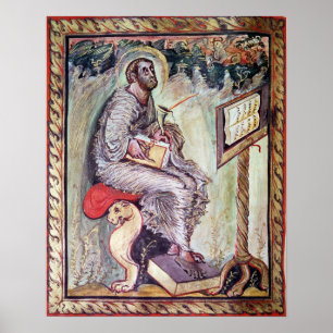 Ms 1 fol.90v St. Luke, van de Ebbo Gospels Poster