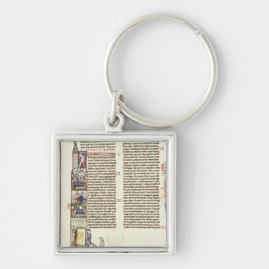 Ms 21 f.167v Bouw van een toren Sleutelhanger (Voorkant)