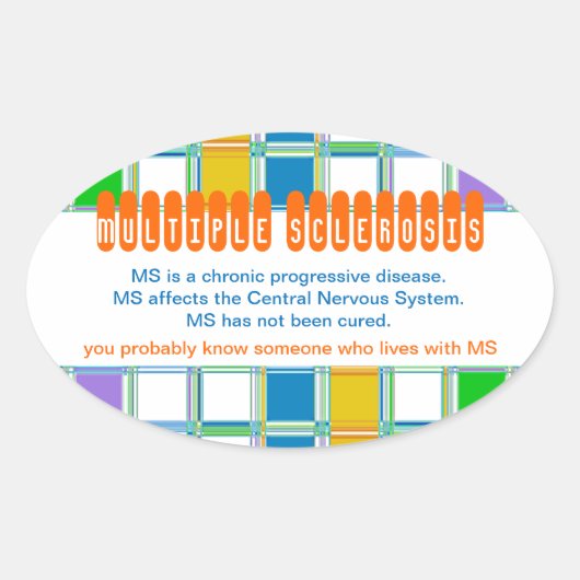 MS Awareness Oval Stickers for Multiple Sclerosis (Voorkant)