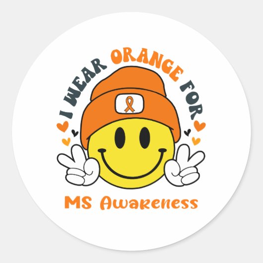 MS Awareness Ribbon Support Giften Ronde Sticker (Voorkant)