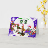 Ms. Christmas Moon, Santa & Weenie Dogs Card Kaart (Gele Bloem)