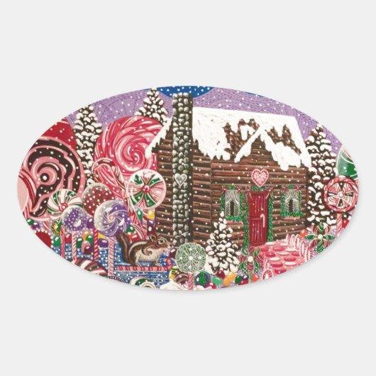 Ms Elizabeth's Peppermint World Ovale Sticker (Voorkant)