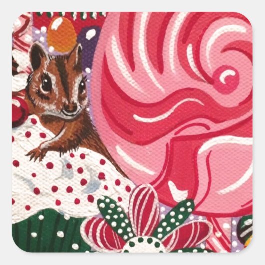 "Ms Elizabeth's Peppermint World" Vierkante Sticker (Voorkant)