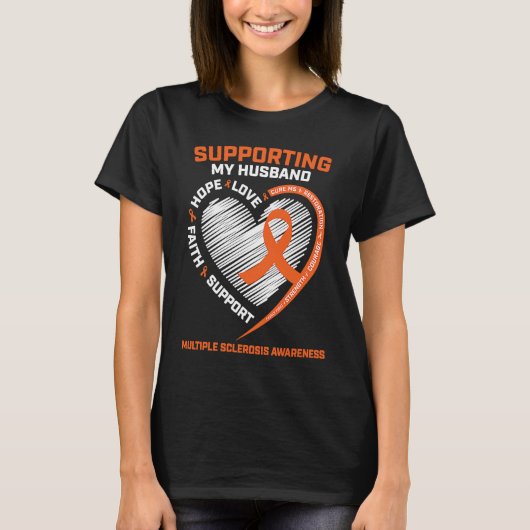 MS  Husband Multiple Sclerosis  Wife MS Awareness T-shirt (Voorkant)