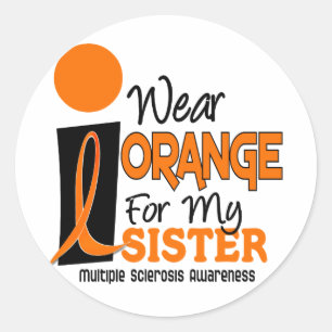 MS multiple sclerose ik Draag Oranje voor mijn zus Ronde Sticker
