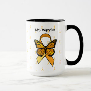 MS Multiple Sclerosis Butterfly Ribbon Coffee Mok