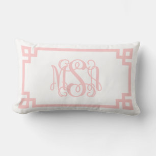 MSA Light Pink Greek Key Script Monogram Kussen